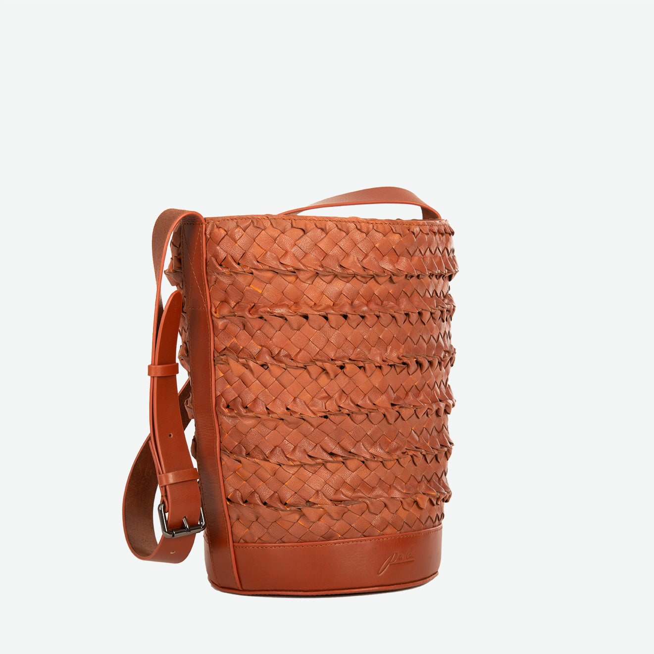 Emery Woven Leather Shoulder Bag - Chestnut