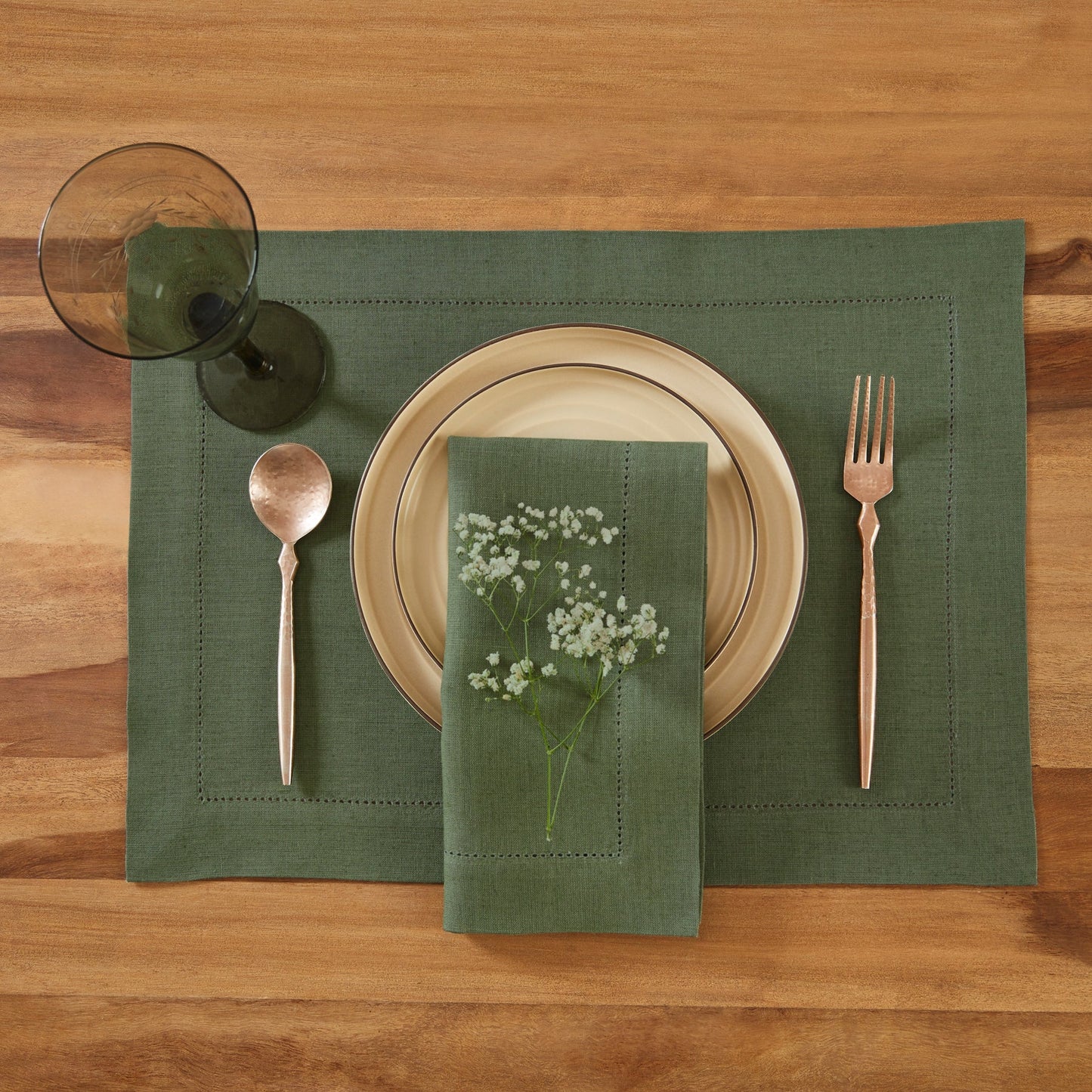 Medium Weight Hemstitch Placemats, Set of 4