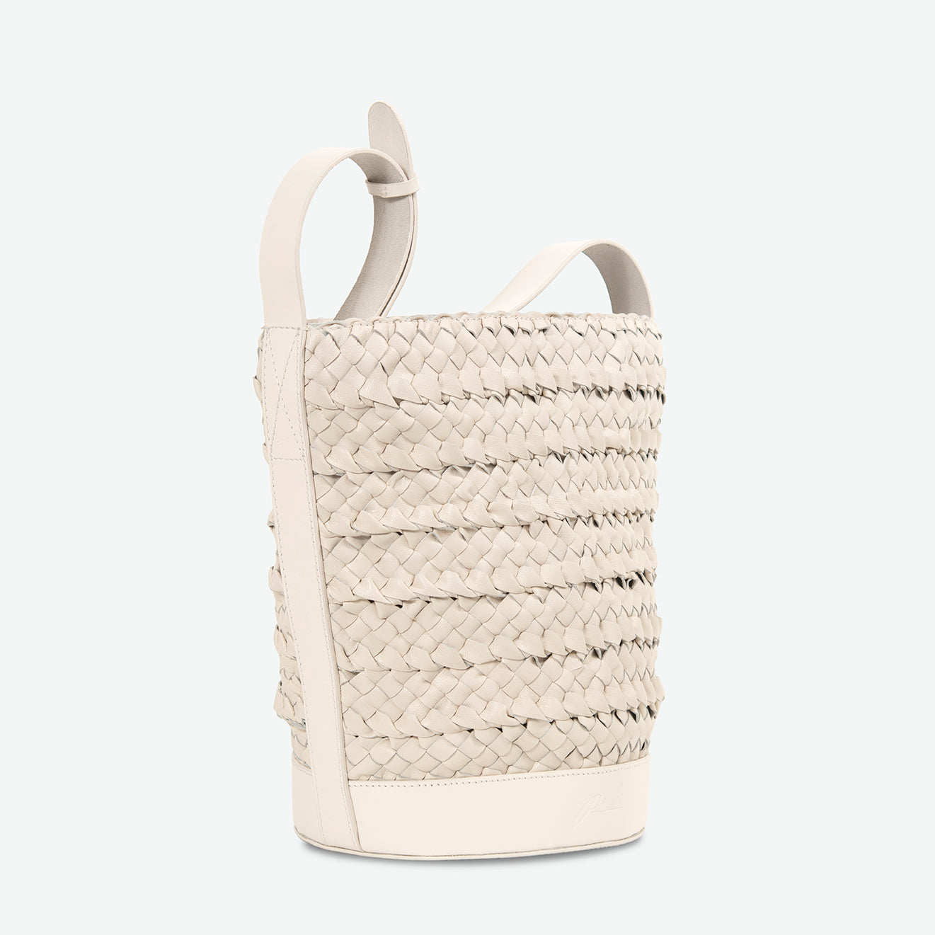Emery Woven Leather Shoulder Bag - Stone