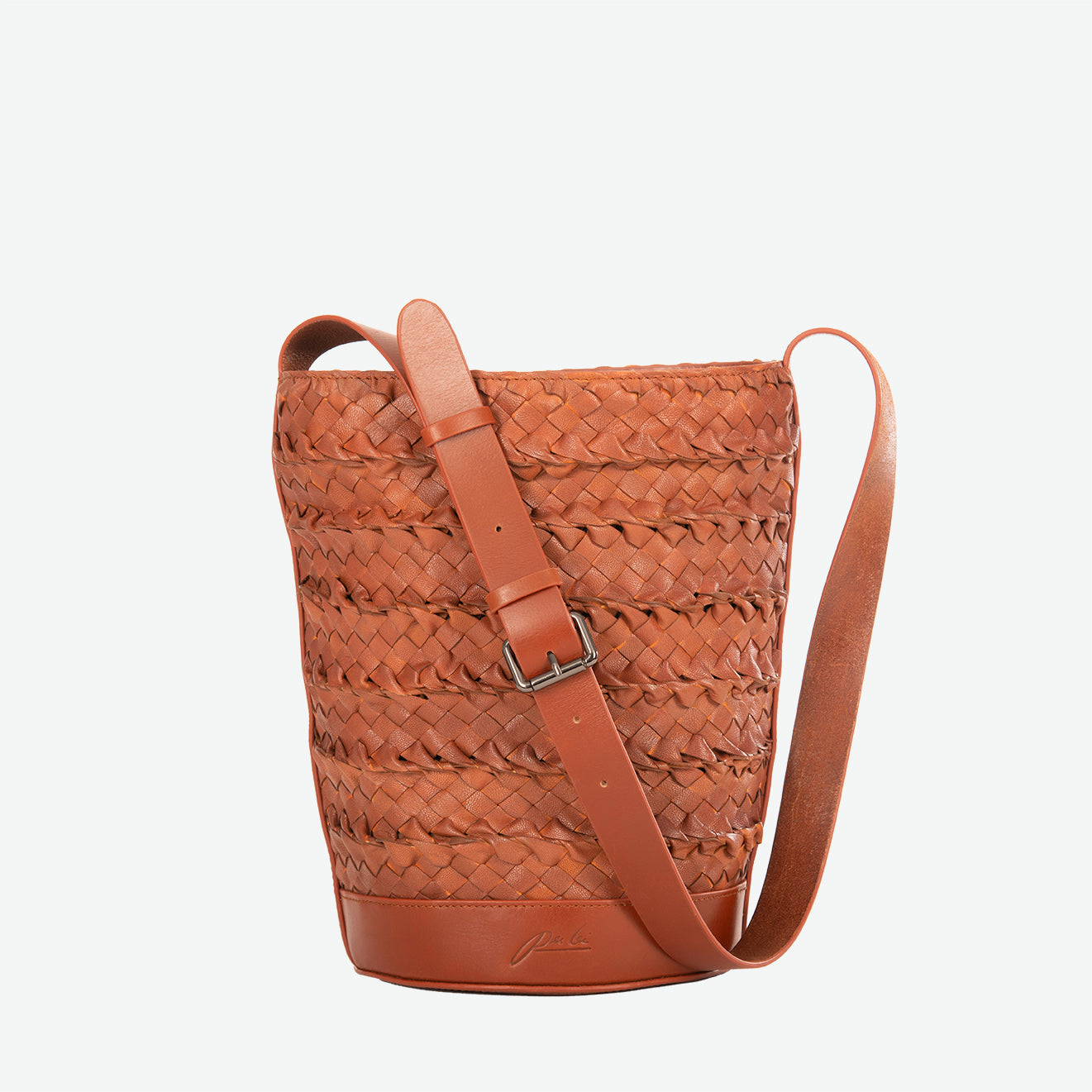 Emery Woven Leather Shoulder Bag - Chestnut