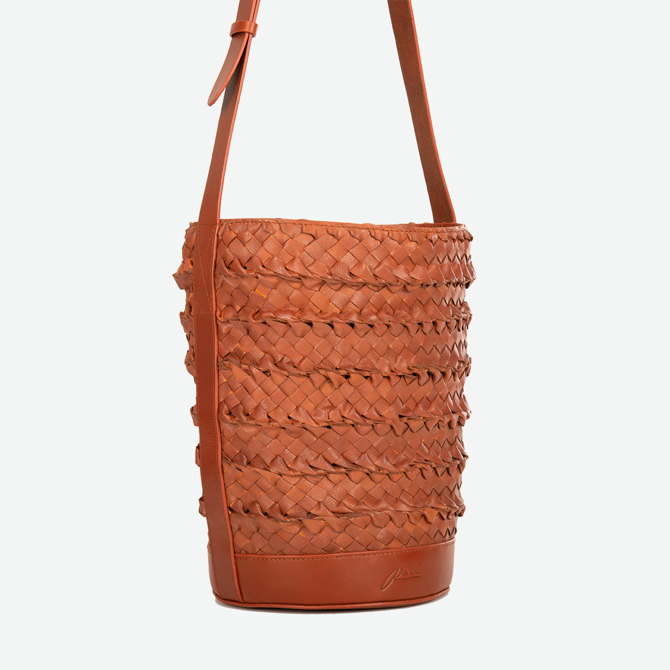 Emery Woven Leather Shoulder Bag - Chestnut