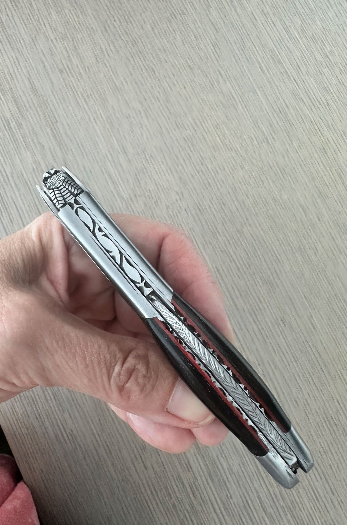 Handcrafted Limited Edition Numbered Sommelier Waiter's Corkscrew with Ebony Wood Handle and Red Inlay by Laguiole en Aubrac