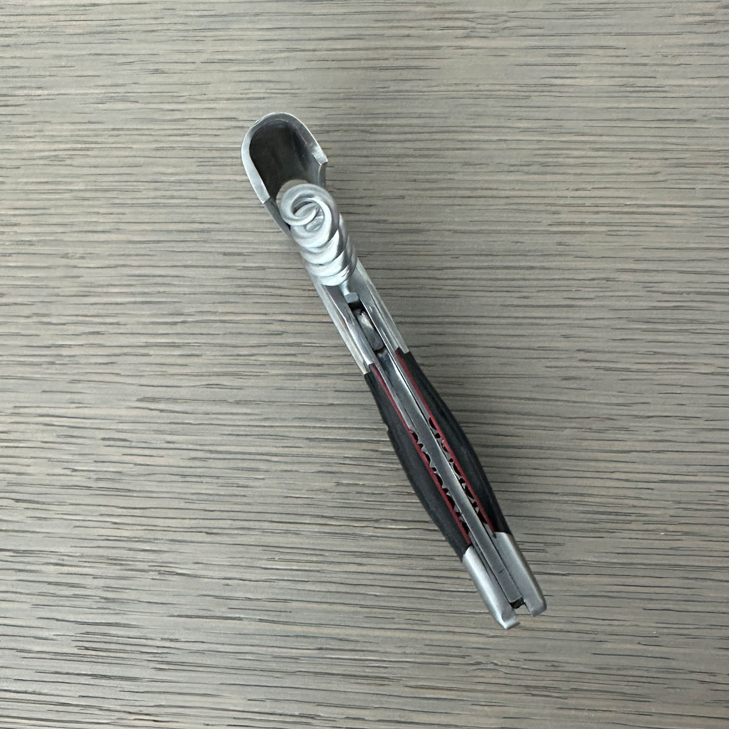 Handcrafted Limited Edition Numbered Sommelier Waiter's Corkscrew with Ebony Wood Handle and Red Inlay by Laguiole en Aubrac