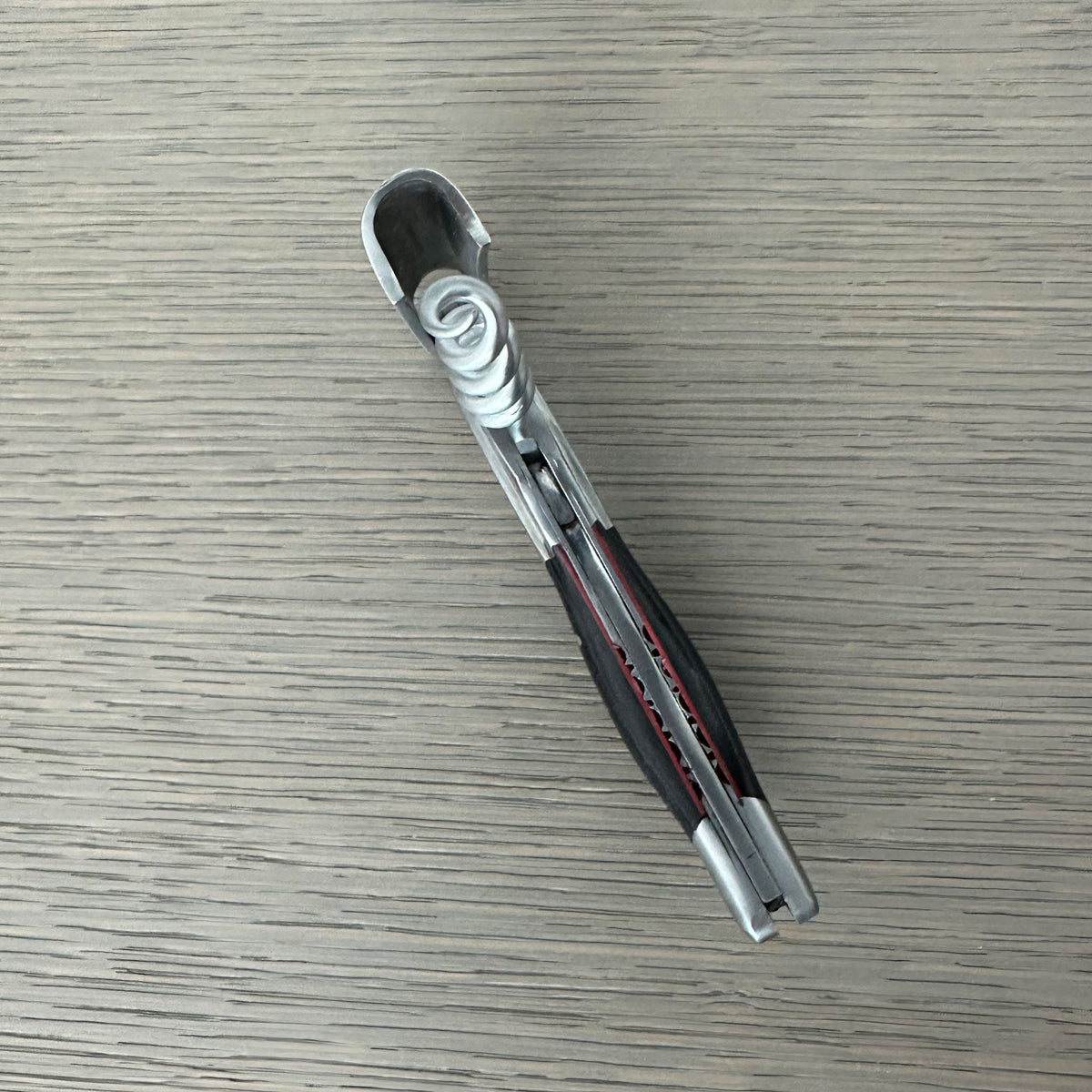 Handcrafted Limited Edition Numbered Sommelier Waiter's Corkscrew with Ebony Wood Handle and Red Inlay by Laguiole en Aubrac