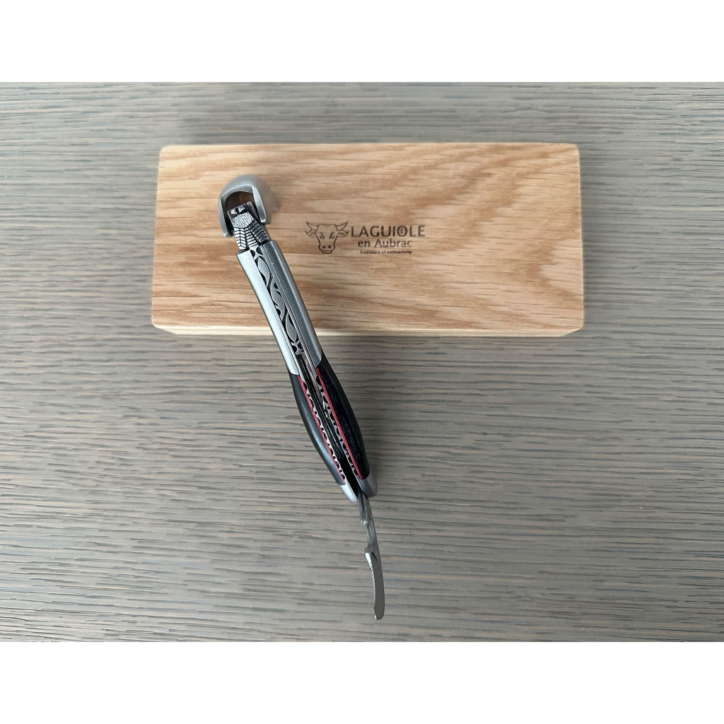 Handcrafted Limited Edition Numbered Sommelier Waiter's Corkscrew with Ebony Wood Handle and Red Inlay by Laguiole en Aubrac