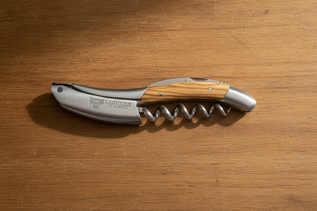 Handcrafted Sommelier Waiter's Corkscrew with Olivewood Handle by Laguiole en Aubrac