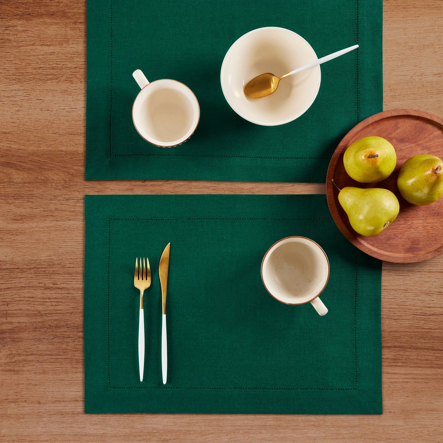 Medium Weight Hemstitch Placemats, Set of 4
