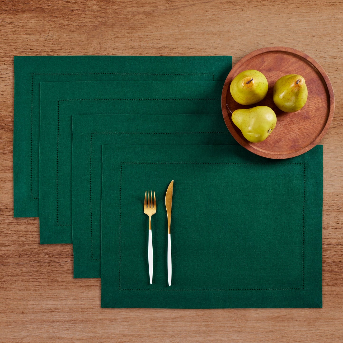 Medium Weight Hemstitch Placemats, Set of 4