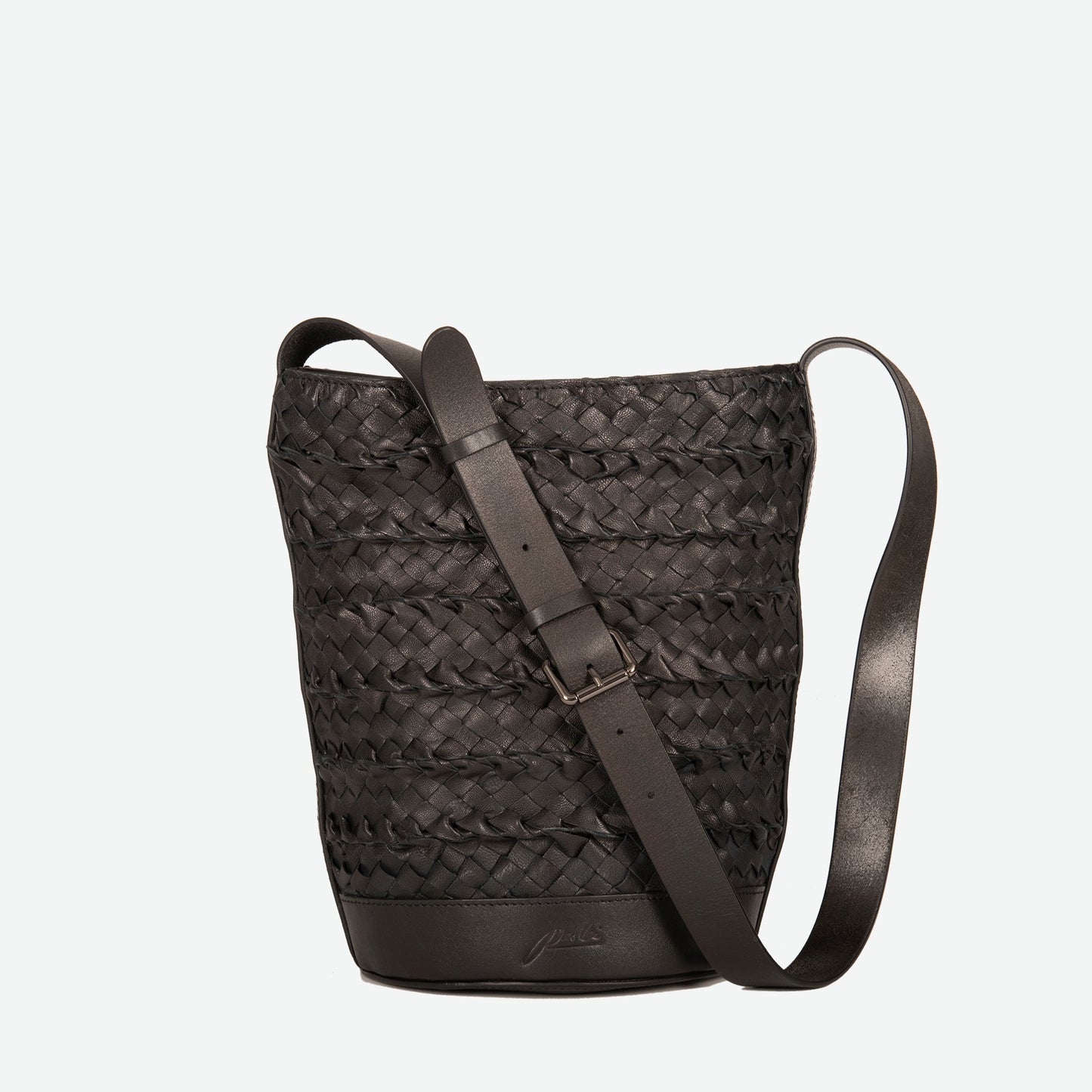 Emery Woven Leather Shoulder Bag - Black