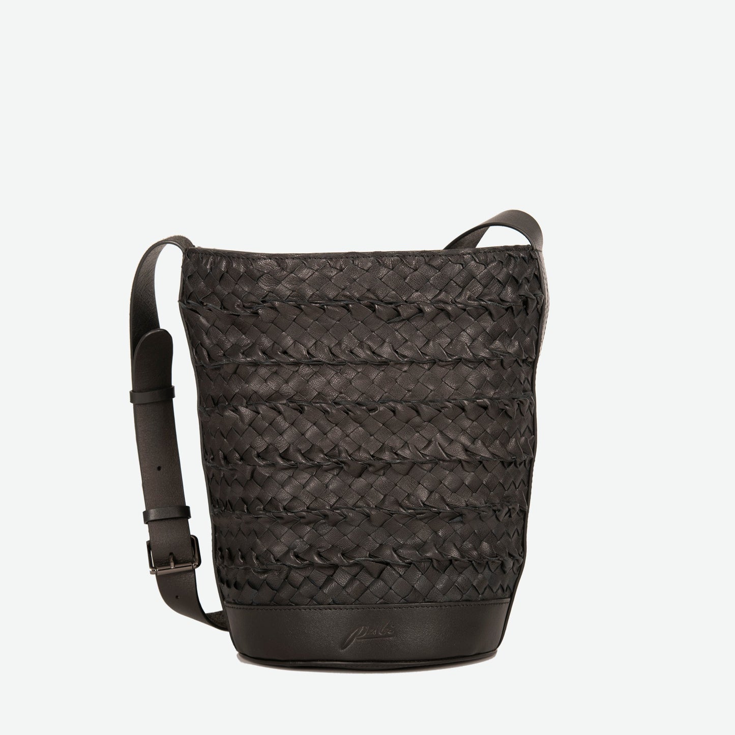 Emery Woven Leather Shoulder Bag - Black
