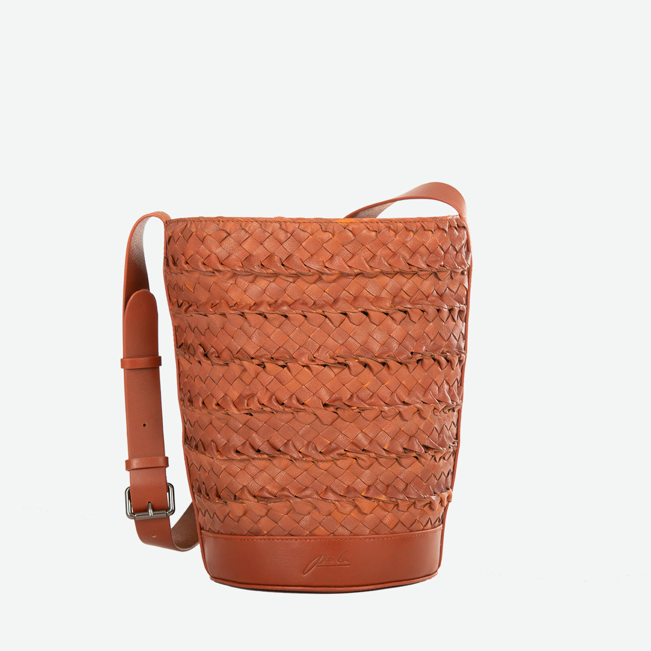 Emery Woven Leather Shoulder Bag - Chestnut